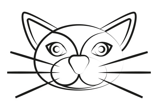 Черная Кошка Лицо Белом Фоне — стоковый вектор