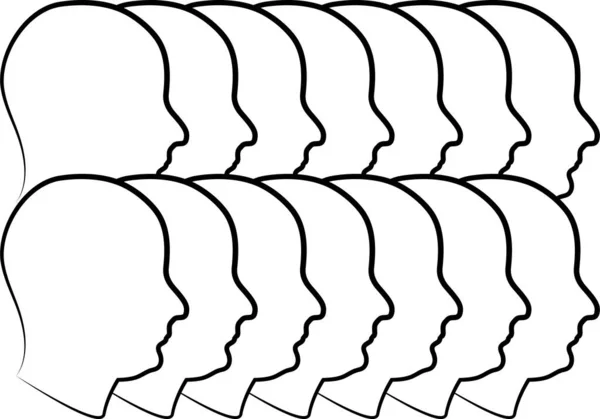 Chevauchement Silhouette Des Gens Sur Fond Blanc — Image vectorielle