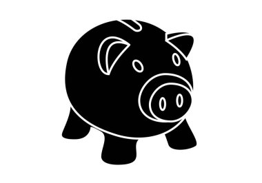 Beyaz arkaplanda siyah domuz kumbarası simgesi