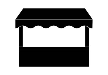 Beyaz arka planda pazar tezgahı ya da bit pazarı simgesi. Ayağa kalk