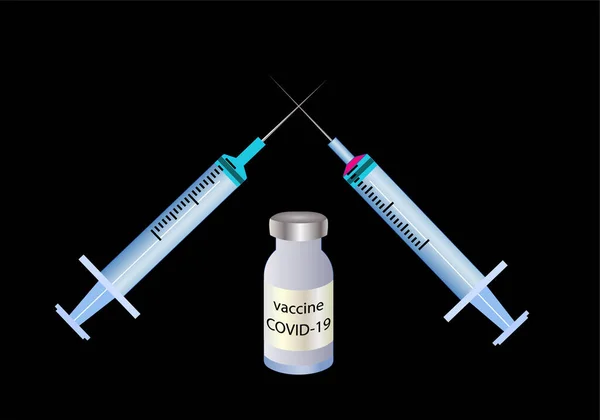 Szczepionka Covid Lub Koronawirus Strzykawką Lejkiem Która Wykorzystuje Całą Fiolkę — Wektor stockowy