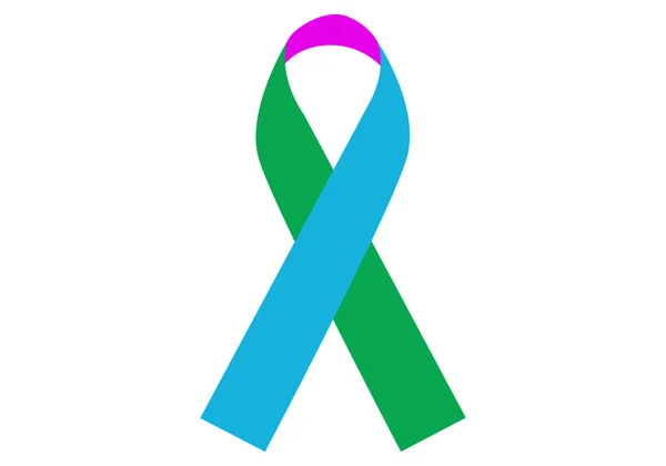 Blå Grön Och Rosa Slips För Sällsynta Sjukdomar — Stock vektor