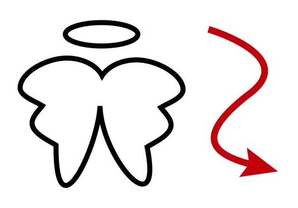 Simboli Angeli Demoni Cerchio Santo Ali Freccia Coda — Vettoriale Stock