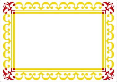 Marco en rojo y amarillo con formas de corona