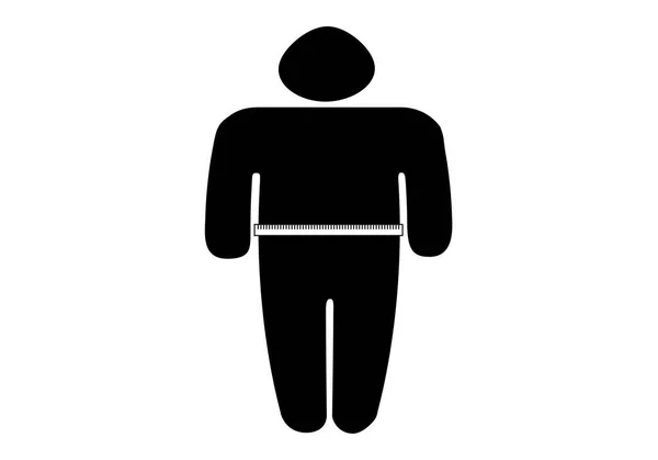Obézní Muž Černá Ikona Bílém Pozadí — Stockový vektor