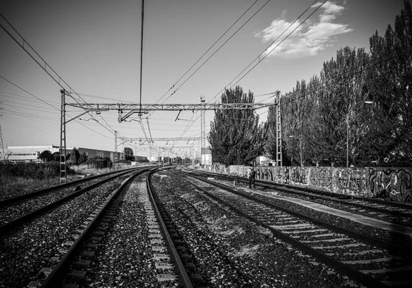 Demiryolu Rayları Bir Günde Boşalt — Stok fotoğraf