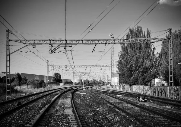 Demiryolu Rayları Bir Günde Boşalt — Stok fotoğraf