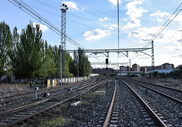 Порожні Рейки Рейки Один День — стокове фото