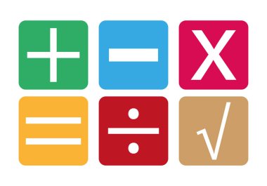 Beyaz arkaplanda matematiksel semboller.