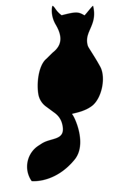 Arkadan Kedi Silueti Siyah Üzerine Beyaz — Stok Vektör