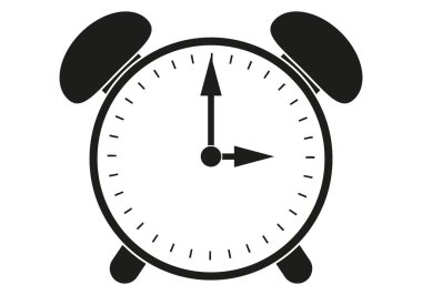 Beyaz arkaplanda siyah alarmlı saat simgesi.