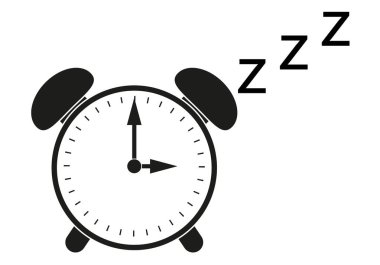 Beyaz arkaplanda siyah alarmlı saat simgesi.