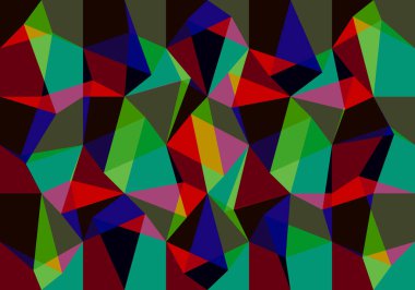 Mozaik bileşimi, kırmızı, armut, siyah, mor, yeşil, sarı, kahverengi ve pembe tonlarda