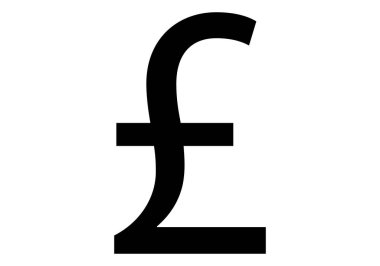 Beyaz arkaplanda poundcoin siyah simgesi.