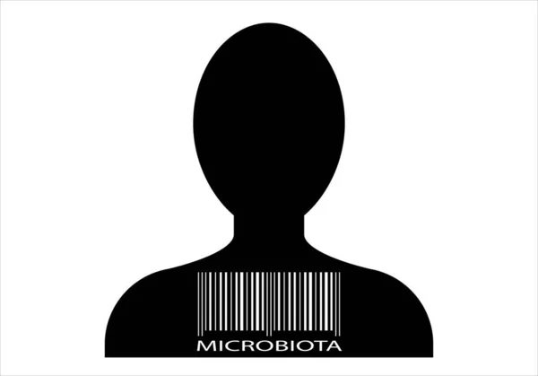 Silueta Persona Con Código Barras Cada Persona Única Sus Bacterias — Archivo Imágenes Vectoriales