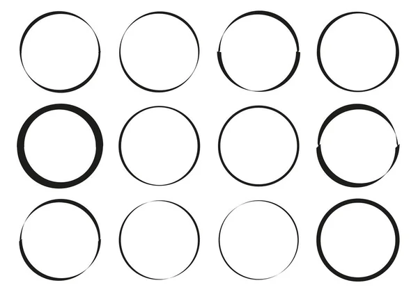 Cirkel Van Penseelstreken Witte Achtergrond — Stockvector