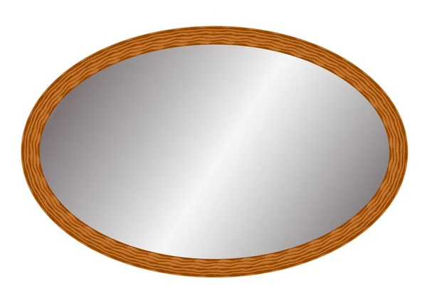 Espelho Oval Horizontal Com Moldura Madeira — Vetor de Stock