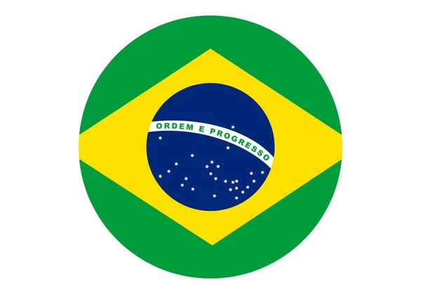 ブラジルの旗の円形アイコンが色で表示されます ブラジル語 — ストックベクタ