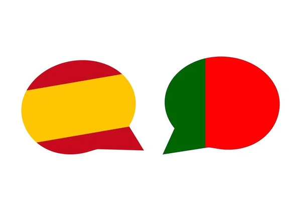 Conversación Diálogo Relaciones Internacionales Entre España Portugal — Vector de stock