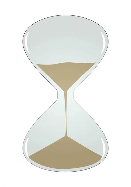 Песочные Часы Сером Коричневым Песком Белом Фоне — стоковый вектор
