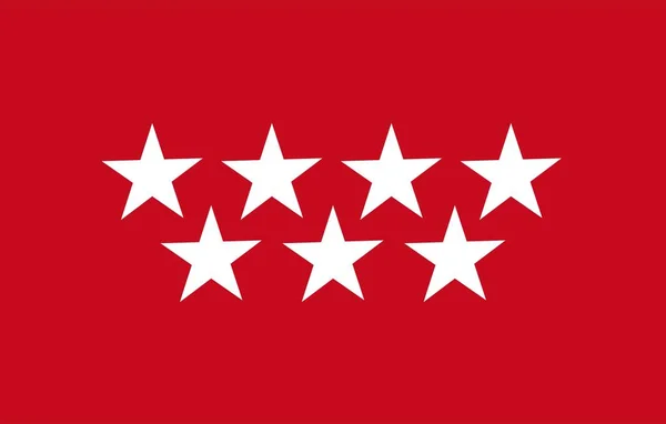 Flagga Den Autonoma Regionen Madrid Sju Vita Stjärnor Röd Bakgrund — Stock vektor