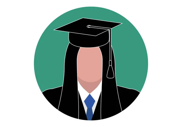 Kreisförmige Ikone Einer Absolventin Oder Absolventin Universität Mit Dem Absolventen — Stockvektor