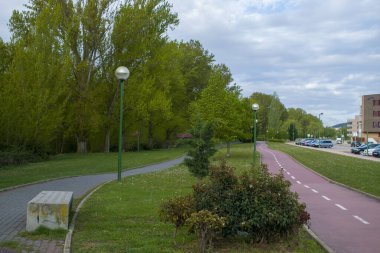 Yeşil koruluklu yeşil yürüyüş