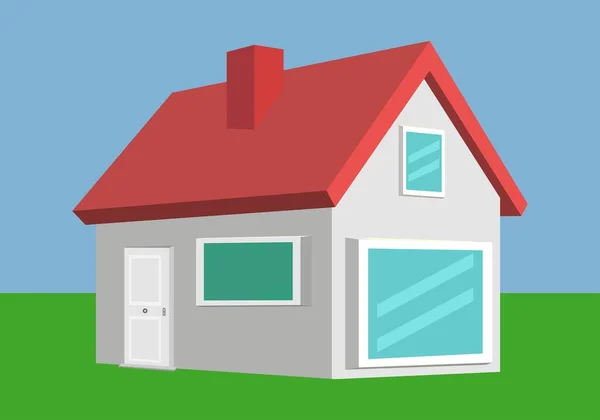 Casa Habitação Casa Residência Imobiliário Com Céu Azul Fundo Grama —  Vetores de Stock