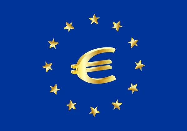 Bandeira Com Estrelas Símbolo Euro — Vetor de Stock