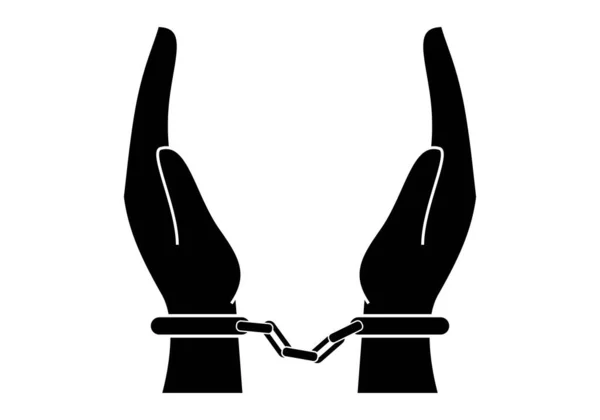 Handschellen Hände Mit Handschellen Gefangener Gefangener — Stockvektor