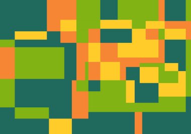 Yeşil, turuncu ve sarı dikdörtgenlerin soyut arkaplanı.