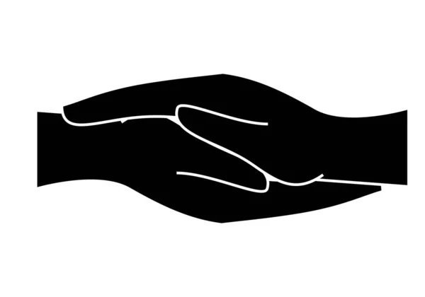 Ajuda Assistência Assistência Prestação Assistência Ajudem Duas Mãos Preto Branco — Vetor de Stock