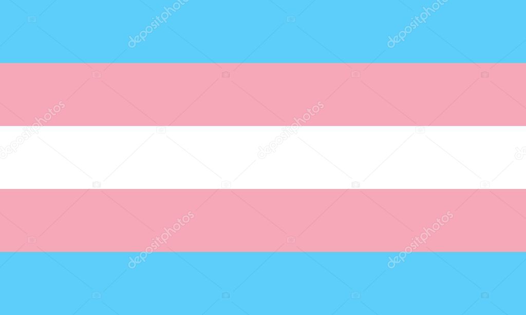 Trans or transgender pride flag in blue, pink and white