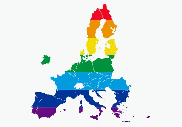 Lgtbi Flagge Auf Der Karte Der Europäischen Union — Stockvektor