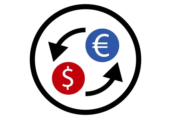Icona Del Cambio Euro Dollaro Viceversa — Vettoriale Stock
