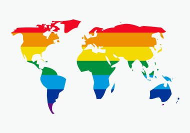 lgtbi bayrağıyla dünya haritası.