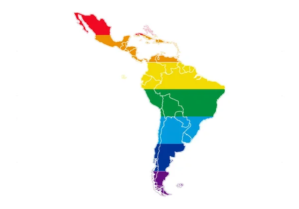 带有Lgtbi标志的拉丁美洲地图 — 图库矢量图片