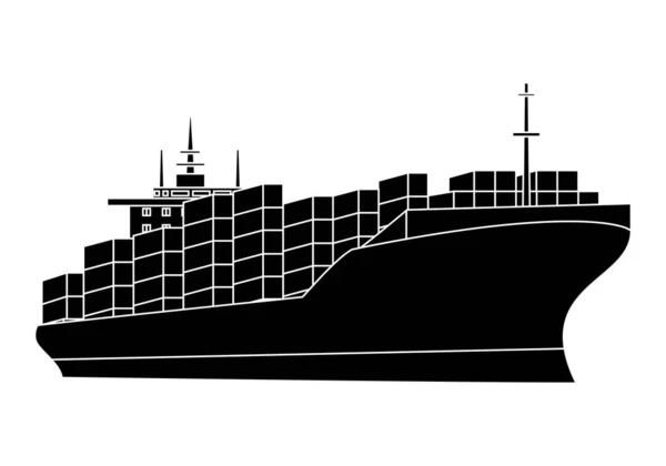 Icône Cargo Noir Blanc Sur Fond Blanc Expédition Conteneurs — Image vectorielle