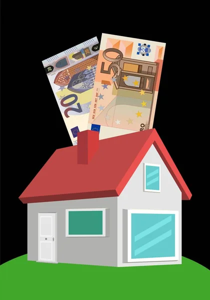 Économisez Pour Acheter Une Maison Une Maison Tirelire Maison Avec — Image vectorielle