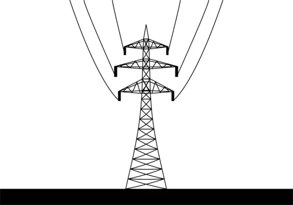 Torre Eletricidade Preto Branco Fundo Branco —  Vetores de Stock