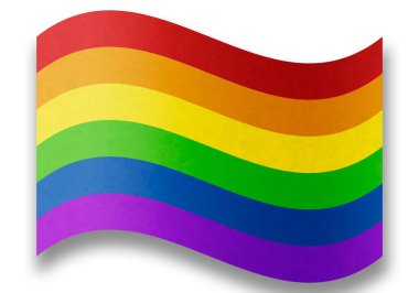 Beyaz arkaplanda LGBTQ gurur günü bayrağı.