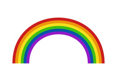 Beyaz arkaplanda LGTBI bayrağı olan gökkuşağı.