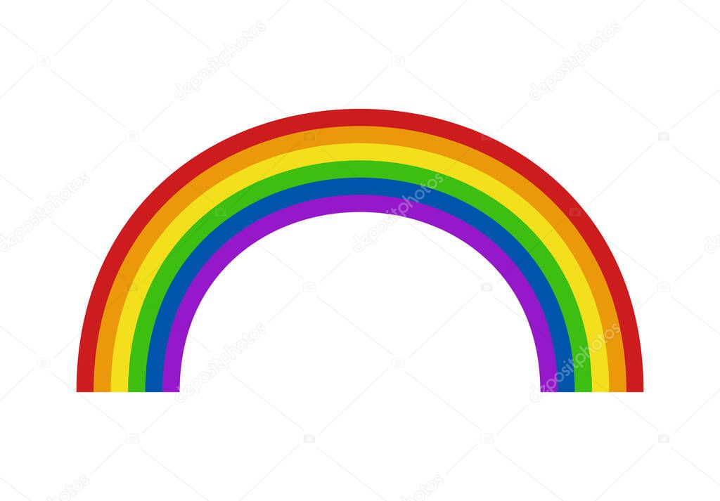 Rainbow with the LGTBI flag on white background.