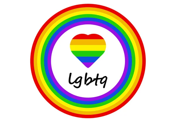 円とハートとともにLgbtqフラグ — ストックベクタ