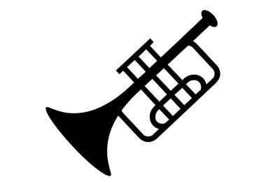 Beyaz arkaplanda trompet siyah simgesi