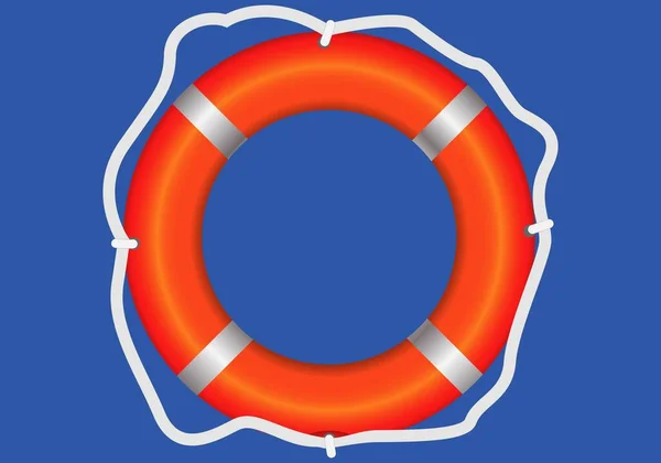 Gilet Sauvetage Orange Argent Avec Corde Blanche Sur Fond Bleu — Image vectorielle