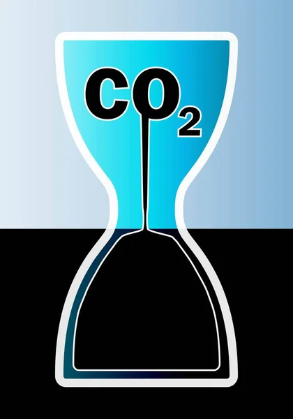 Karbondioksitin Sonu Co2 Nin Sonunu Gösteren Kum Saati Karbonsuz Temiz — Stok Vektör