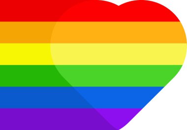 Kalp silueti olan Lgbt bayrağı.