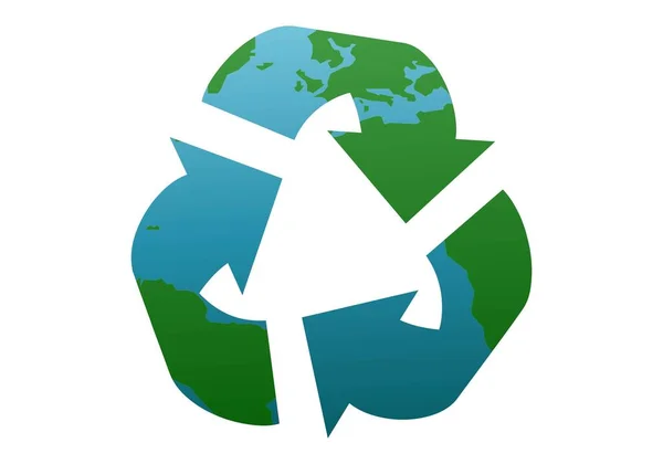 Recyklace Symbol Planetou Země Vyplnit Bílém Pozadí — Stockový vektor