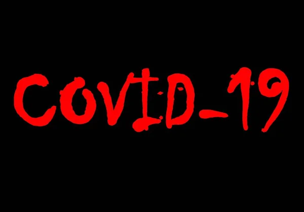 Podpis Nebo Text Slovem Covid Červeně Černém Pozadí — Stockový vektor